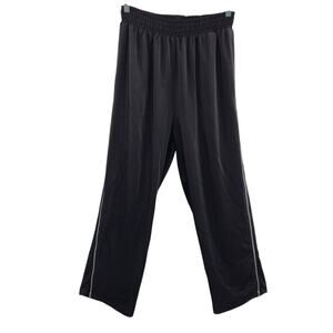 Olivaceous Black Wide Leg Pants with Side Zippers Pockets Elastic Waist Size L